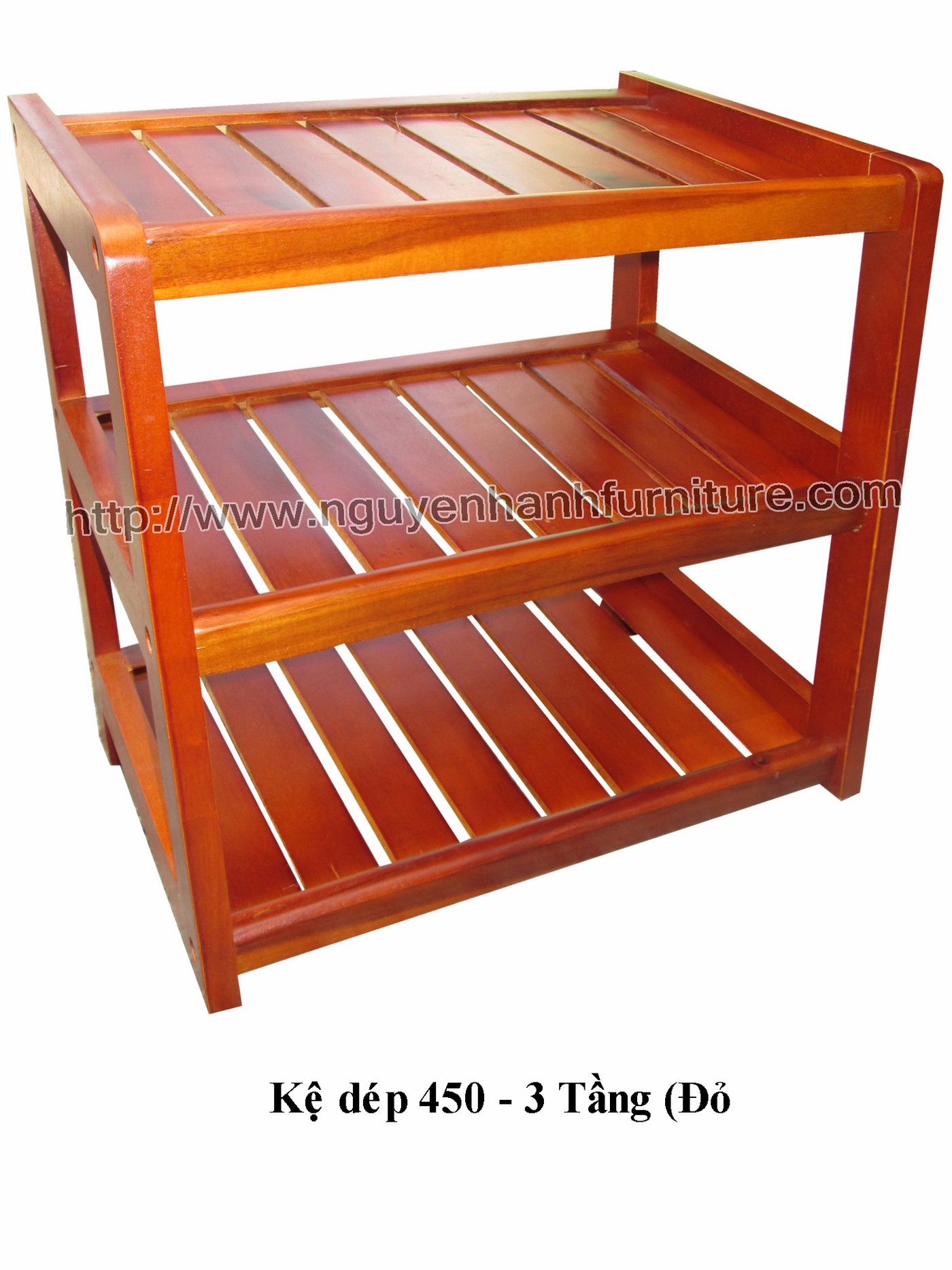 Name product: Shoeshelf 3 Floors 45 with sparse blades (Red) - Dimensions: 45 x 30 x 45 (H) -Description: Wood natural rubber